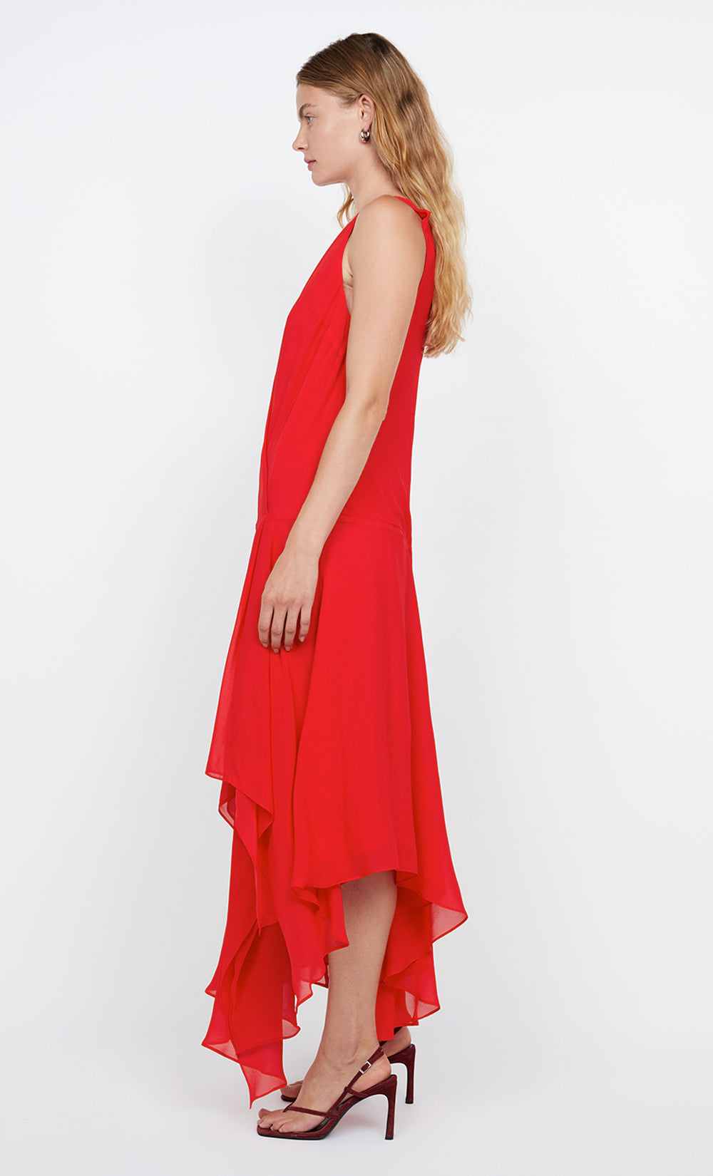 RHONE WRAP ASYM DRESS - CHILLI