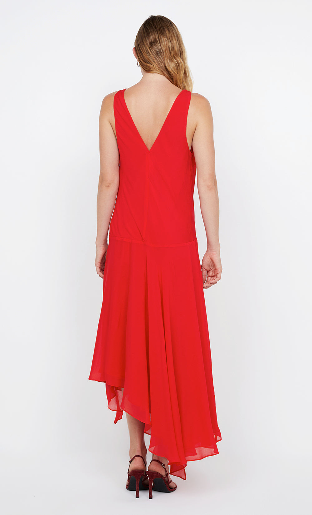 RHONE WRAP ASYM DRESS - CHILLI