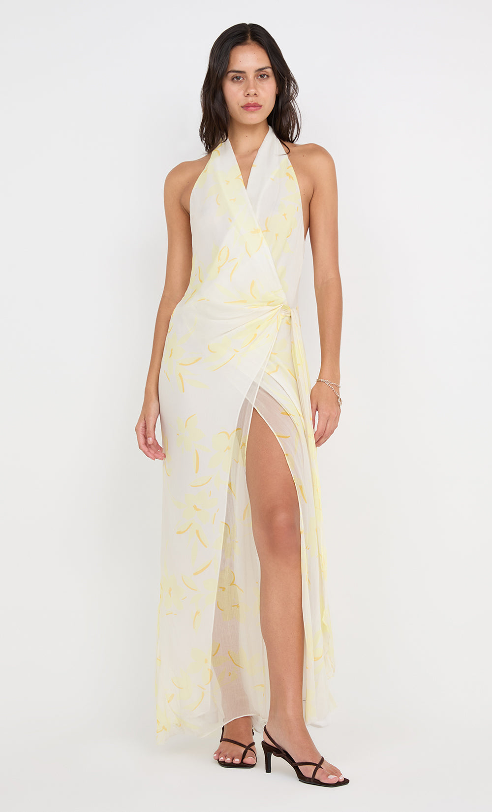 COLMAR WRAP MAXI DRESS - LEMON FLORAL