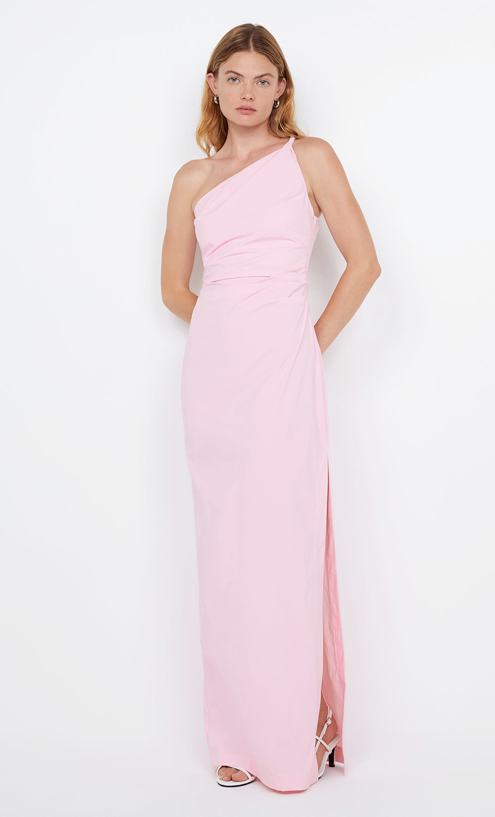 APOLLINE ASYM MAXI DRESS - POWDER PINK