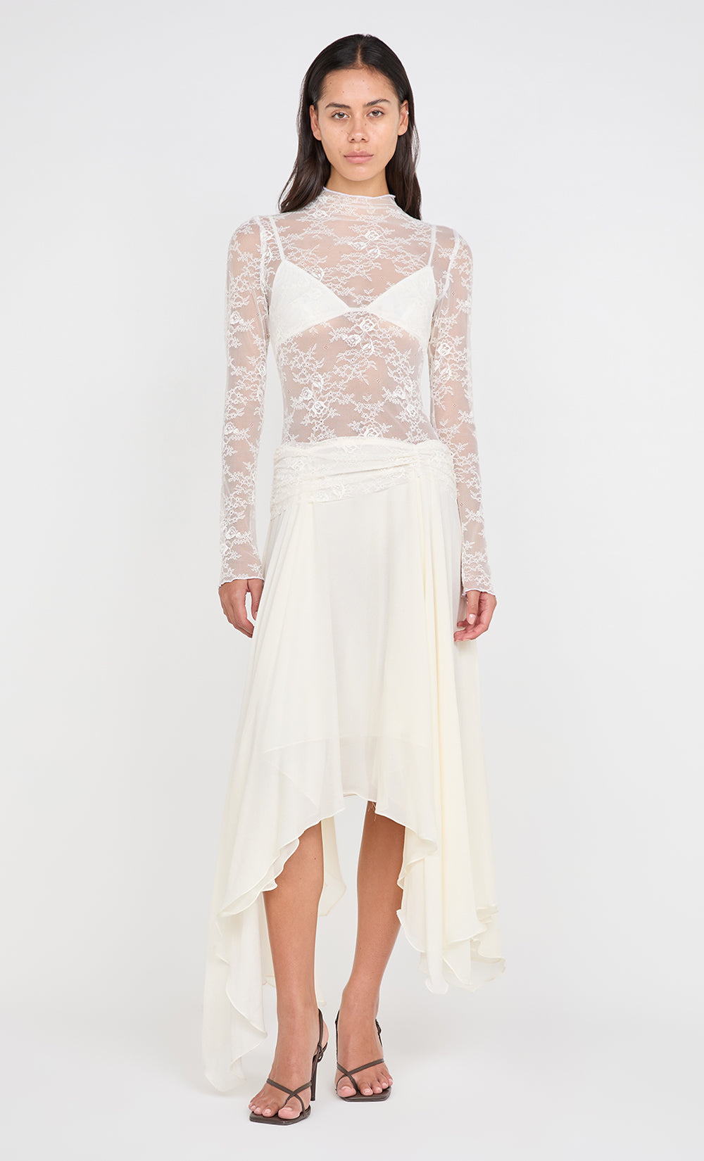 AUDREY ASYM MIDI DRESS - IVORY