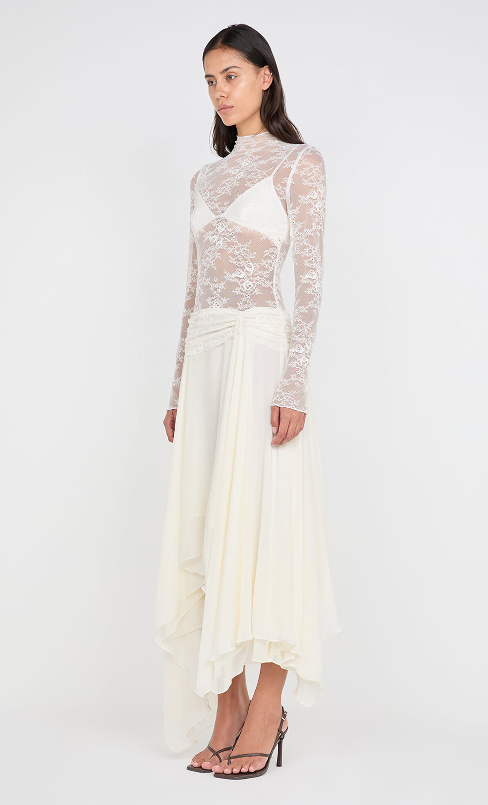 AUDREY ASYM MIDI DRESS - IVORY