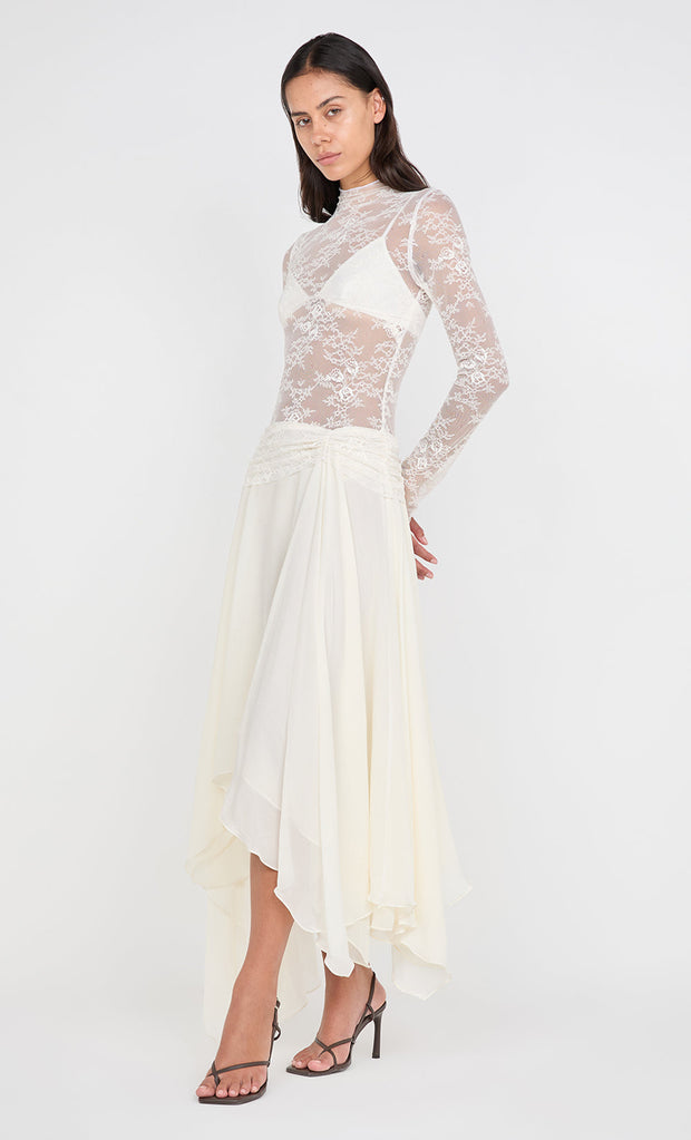 AUDREY ASYM MIDI DRESS - IVORY