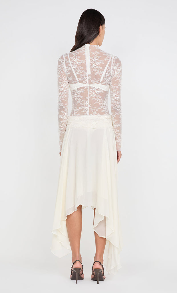 AUDREY ASYM MIDI DRESS - IVORY