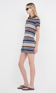 PARKER POLO MINI DRESS - STRIPE INK/CHOC/GREY