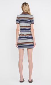 PARKER POLO MINI DRESS - STRIPE INK/CHOC/GREY