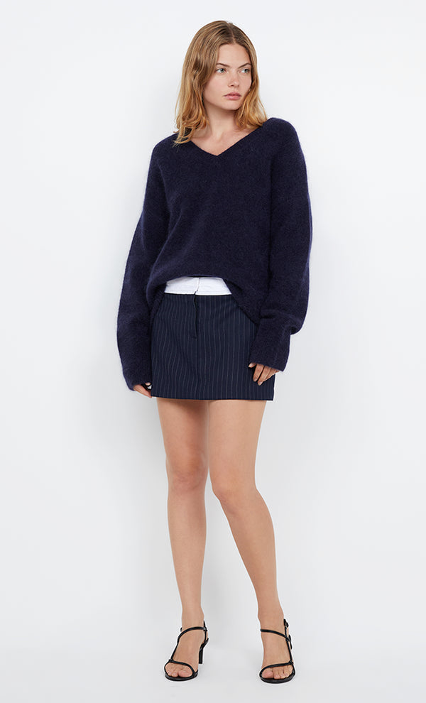 ZAYANA MINI SKIRT - INK PINSTRIPE