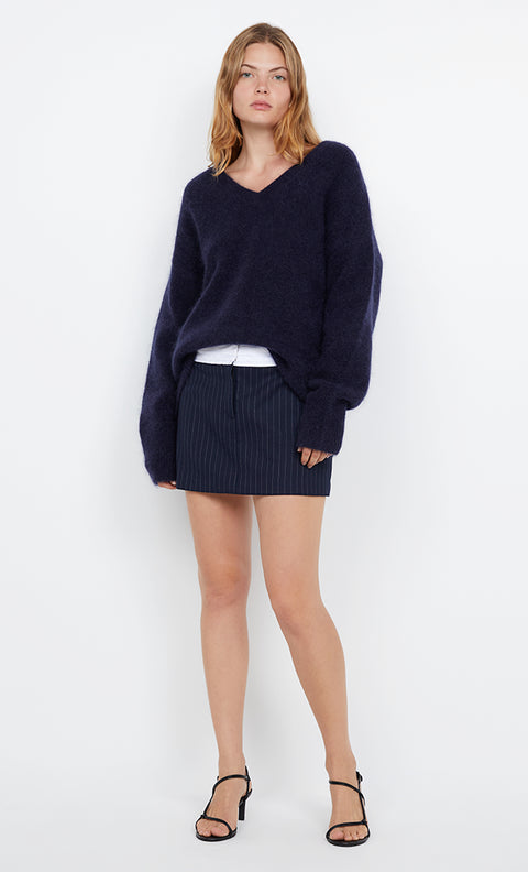 ZAYANA MINI SKIRT - INK PINSTRIPE