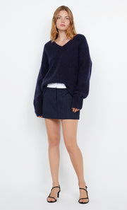 ZAYANA MINI SKIRT - INK PINSTRIPE