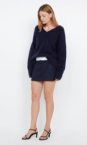 ZAYANA MINI SKIRT - INK PINSTRIPE