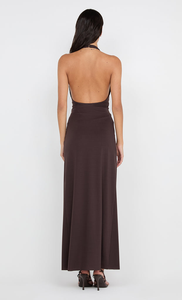 TILLIE DRAPE MAXI DRESS - DARK CHOCOLATE