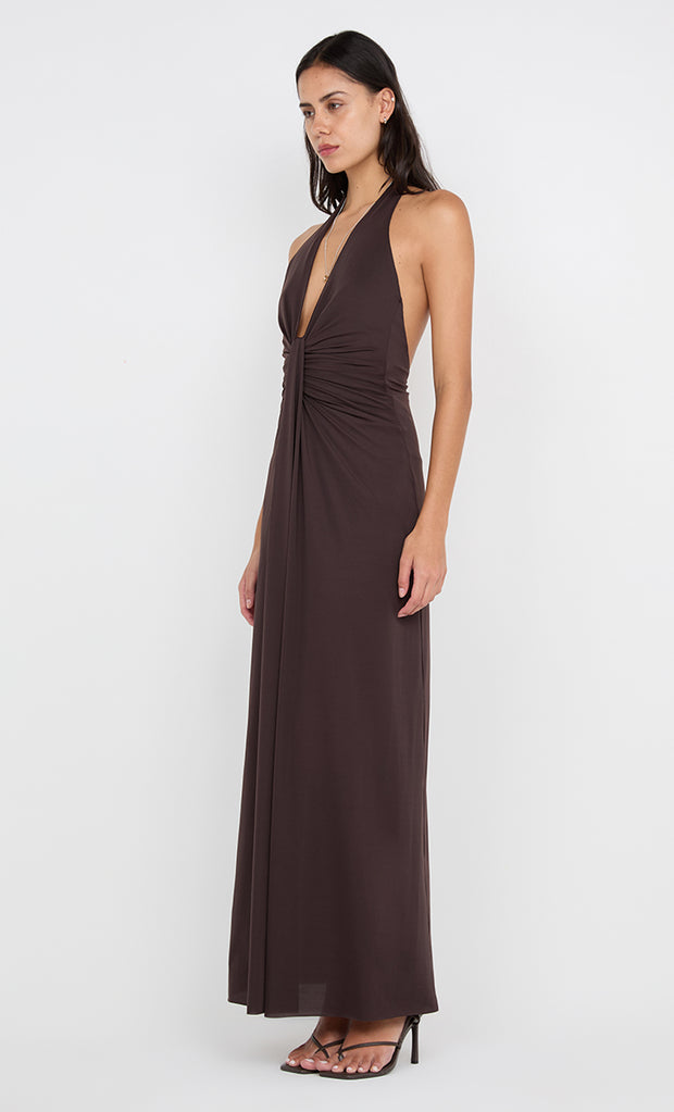 TILLIE DRAPE MAXI DRESS - DARK CHOCOLATE