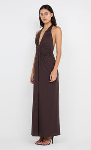 TILLIE DRAPE MAXI DRESS - DARK CHOCOLATE