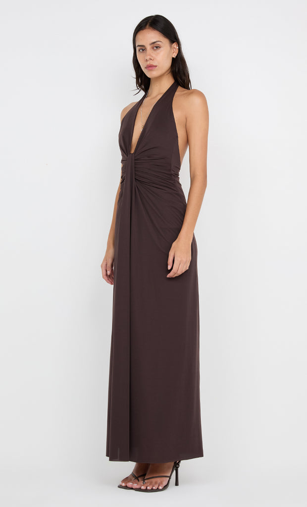 TILLIE DRAPE MAXI DRESS - DARK CHOCOLATE