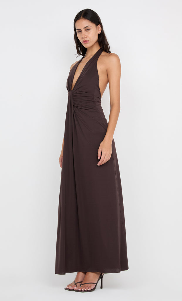 TILLIE DRAPE MAXI DRESS - DARK CHOCOLATE