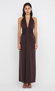 TILLIE DRAPE MAXI DRESS - DARK CHOCOLATE