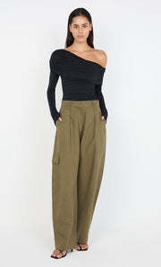 TILLIE DRAPE TOP - BLACK