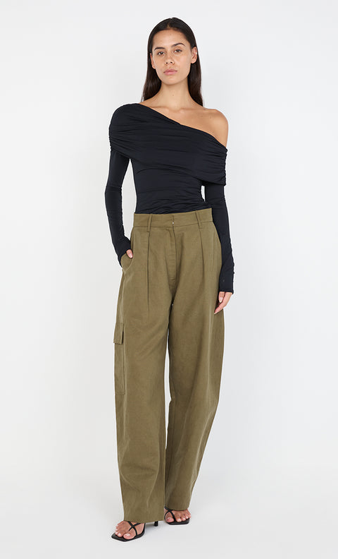 TILLIE DRAPE TOP - BLACK