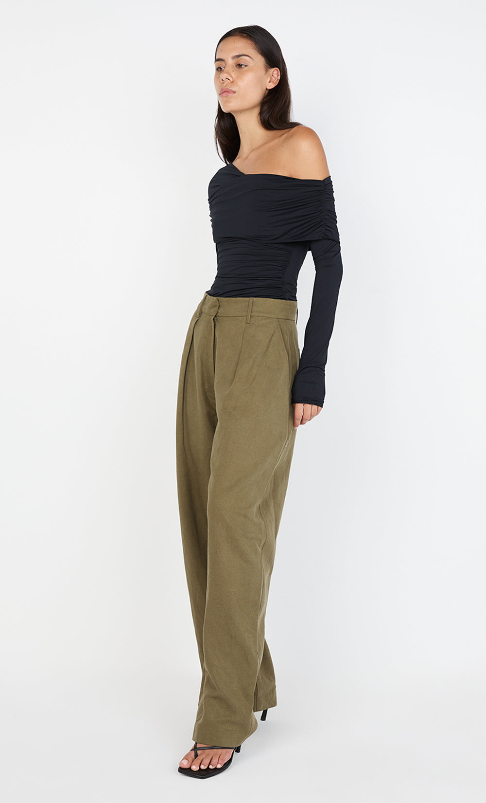 TILLIE DRAPE TOP - BLACK