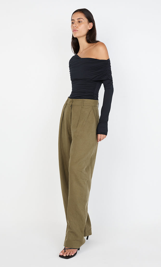 TILLIE DRAPE TOP - BLACK