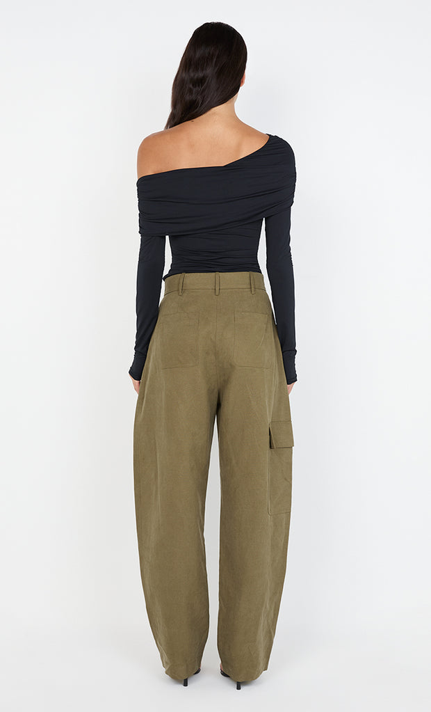 TILLIE DRAPE TOP - BLACK