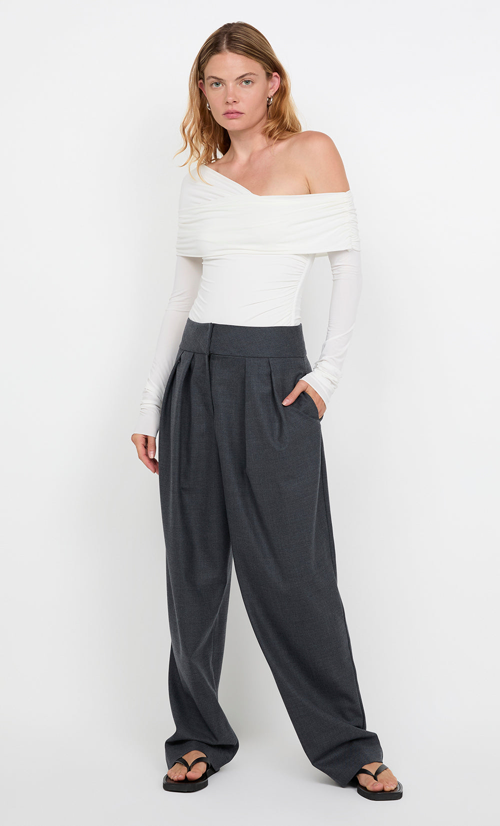 TILLIE DRAPE TOP - WHITE