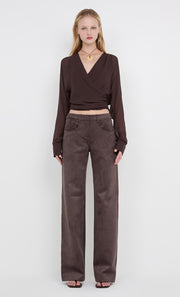 AURELIA WRAP TOP - DARK CHOCOLATE