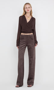 AURELIA WRAP TOP - DARK CHOCOLATE