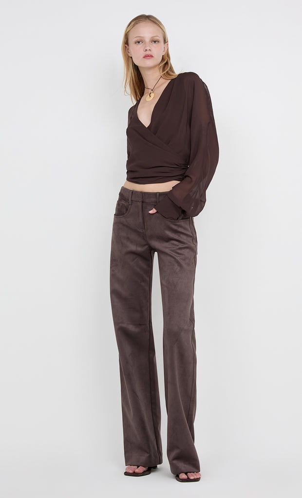 AURELIA WRAP TOP - DARK CHOCOLATE