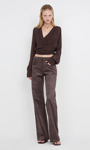AURELIA WRAP TOP - DARK CHOCOLATE