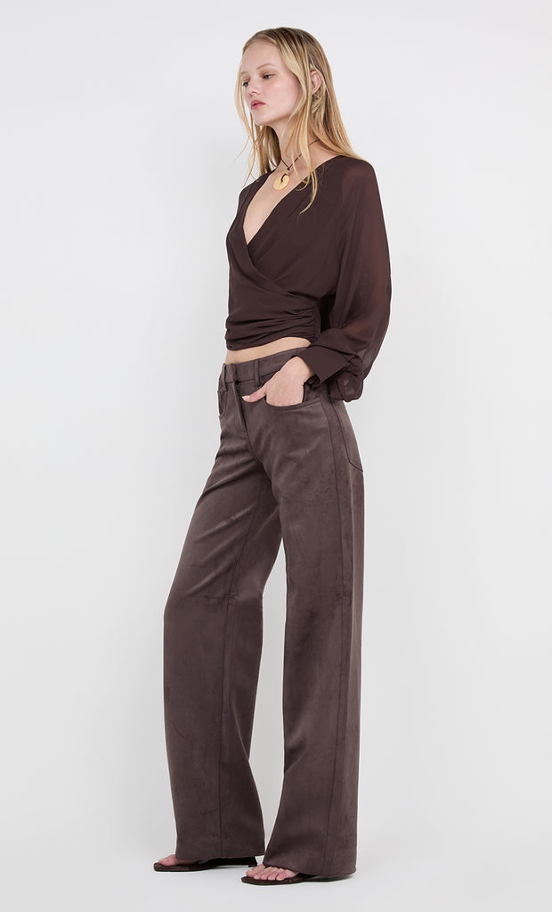 AURELIA WRAP TOP - DARK CHOCOLATE