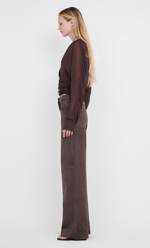AURELIA WRAP TOP - DARK CHOCOLATE