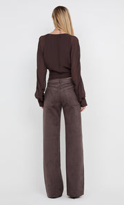 AURELIA WRAP TOP - DARK CHOCOLATE
