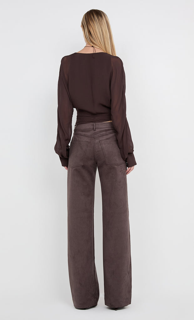 AURELIA WRAP TOP - DARK CHOCOLATE