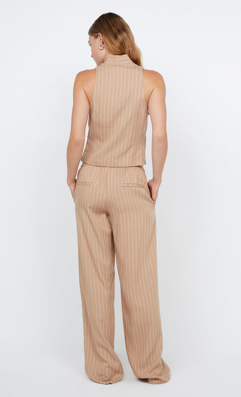 ALMERIA WRAP TOP - CAMEL STRIPE