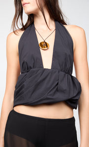 APOLLINE HALTER TOP - BLACK