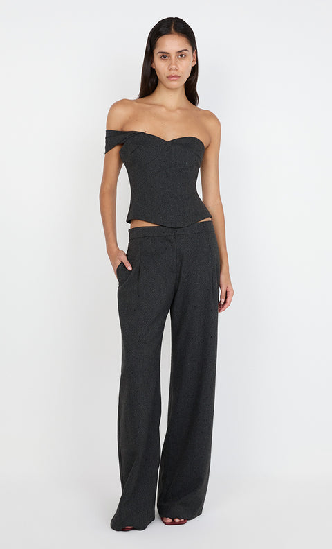 SHAE ASYM TOP - CHARCOAL