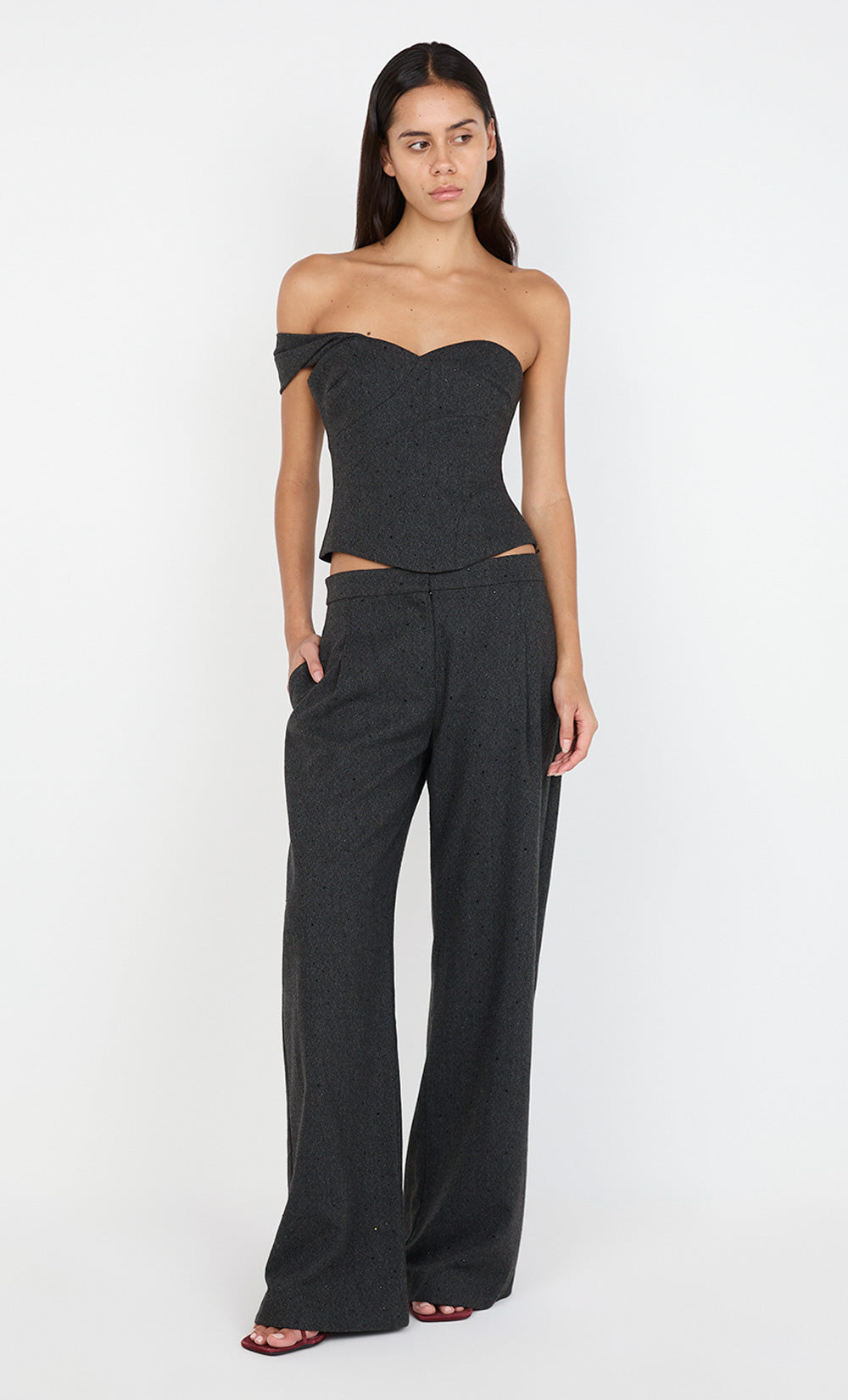 SHAE ASYM TOP - CHARCOAL