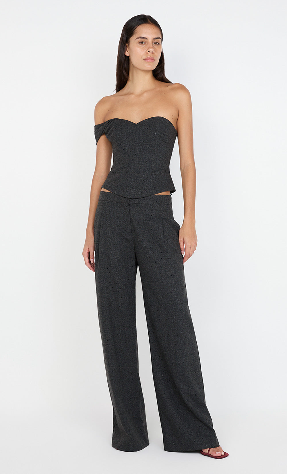 SHAE ASYM TOP - CHARCOAL