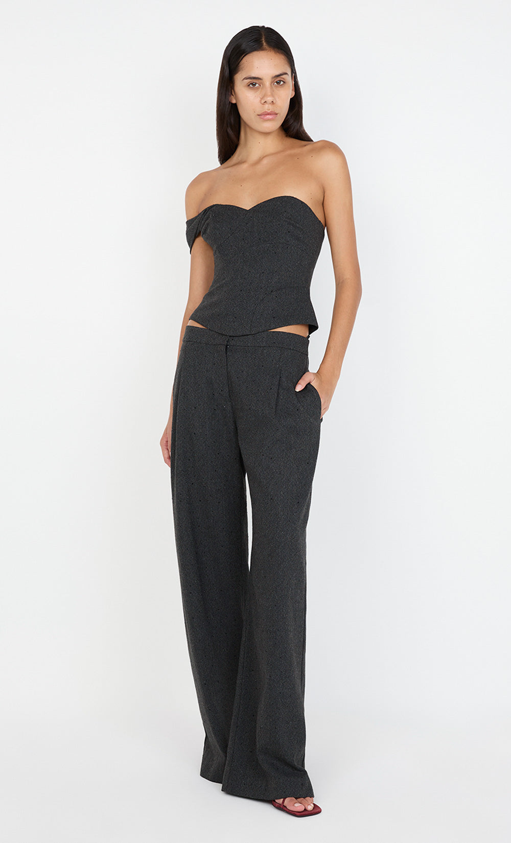 SHAE ASYM TOP - CHARCOAL