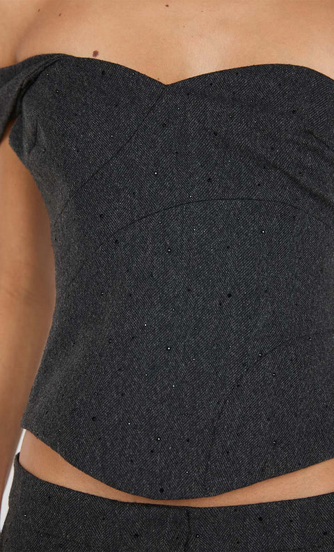 SHAE ASYM TOP - CHARCOAL