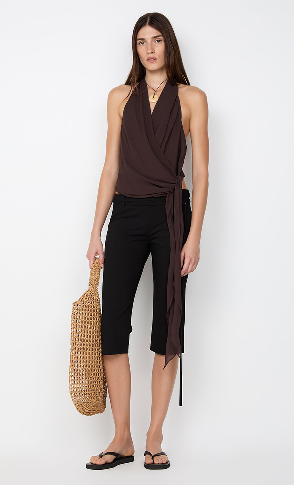CELYSE HALTER TOP - DARK CHOCOLATE
