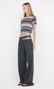 PARKER CROPPED TEE - STRIPE INK/CHOC/GREY