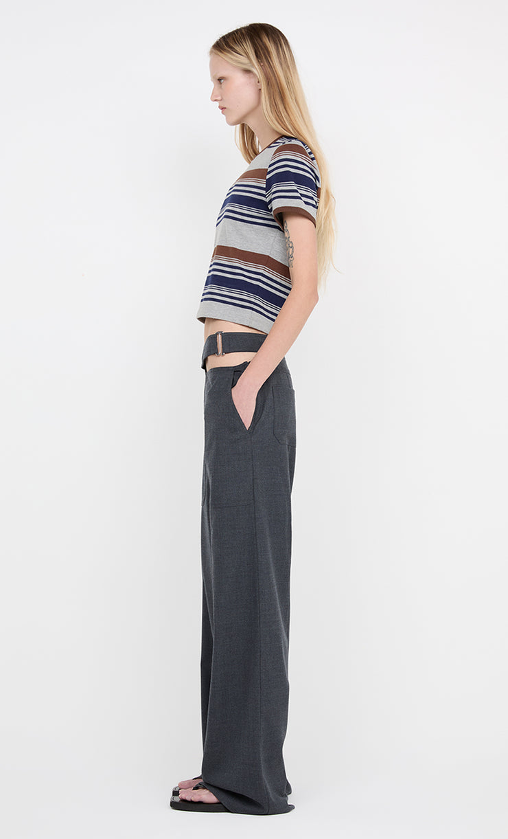 PARKER CROPPED TEE - STRIPE INK/CHOC/GREY