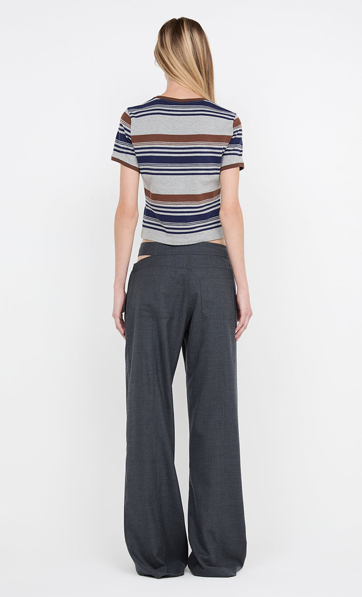PARKER CROPPED TEE - STRIPE INK/CHOC/GREY