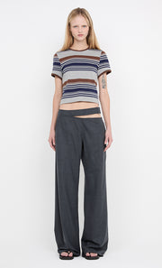 PARKER CROPPED TEE - STRIPE INK/CHOC/GREY