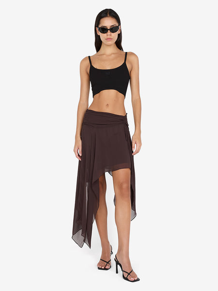 TALLIS ASYM SKIRT - DARK CHOCOLATE – BEC + BRIDGE US