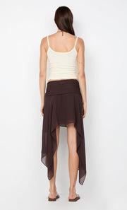 TALLIS ASYM SKIRT - DARK CHOCOLATE
