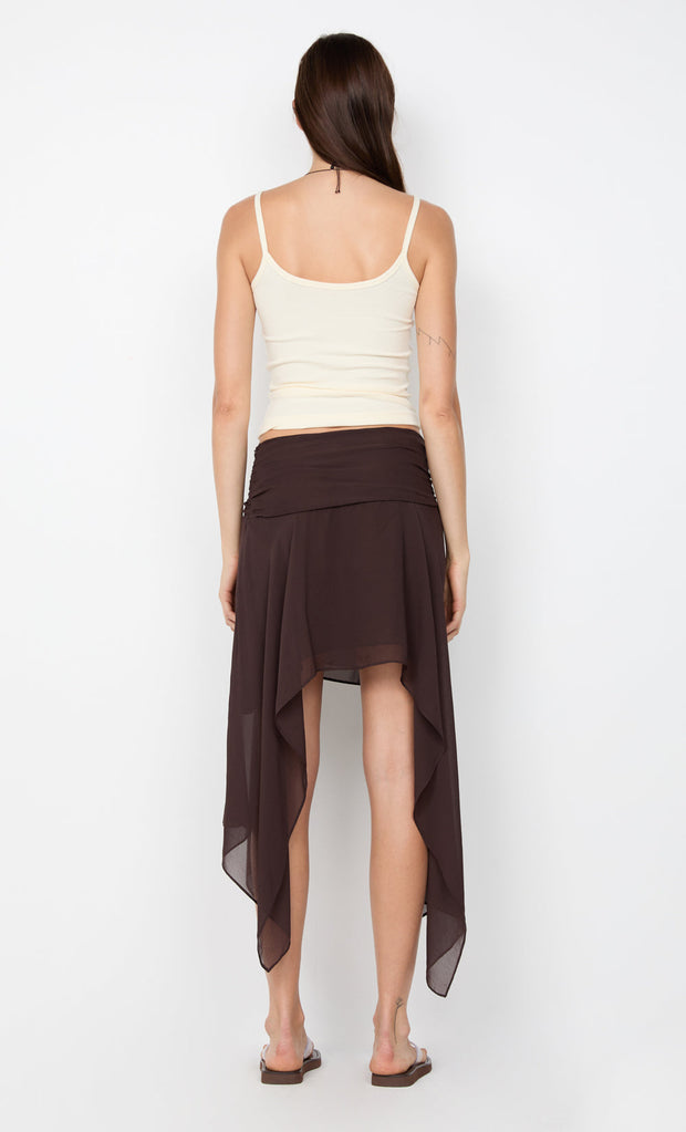 TALLIS ASYM SKIRT - DARK CHOCOLATE