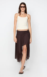 TALLIS ASYM SKIRT - DARK CHOCOLATE